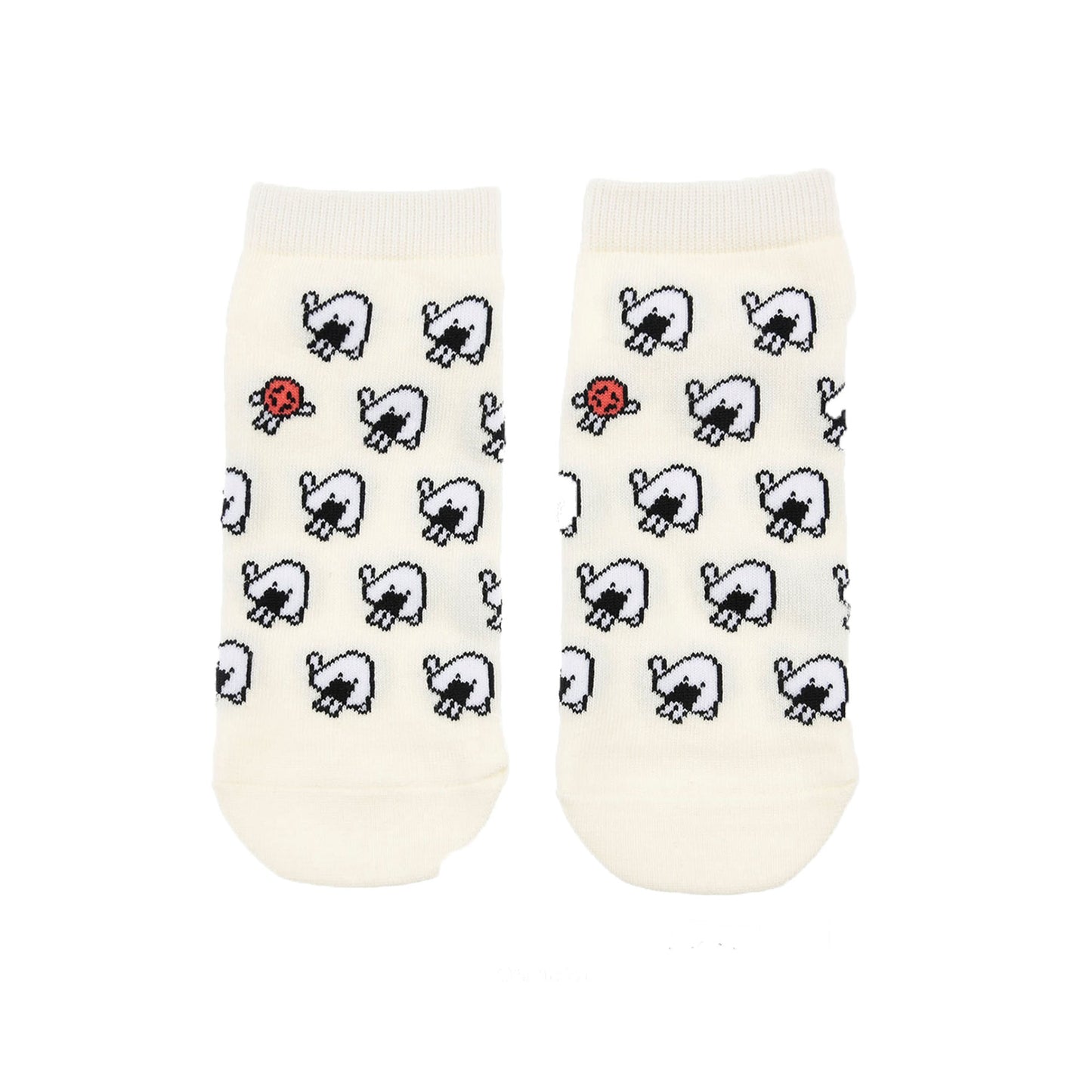 おにうめ 総柄スニーカーソックス ホワイト