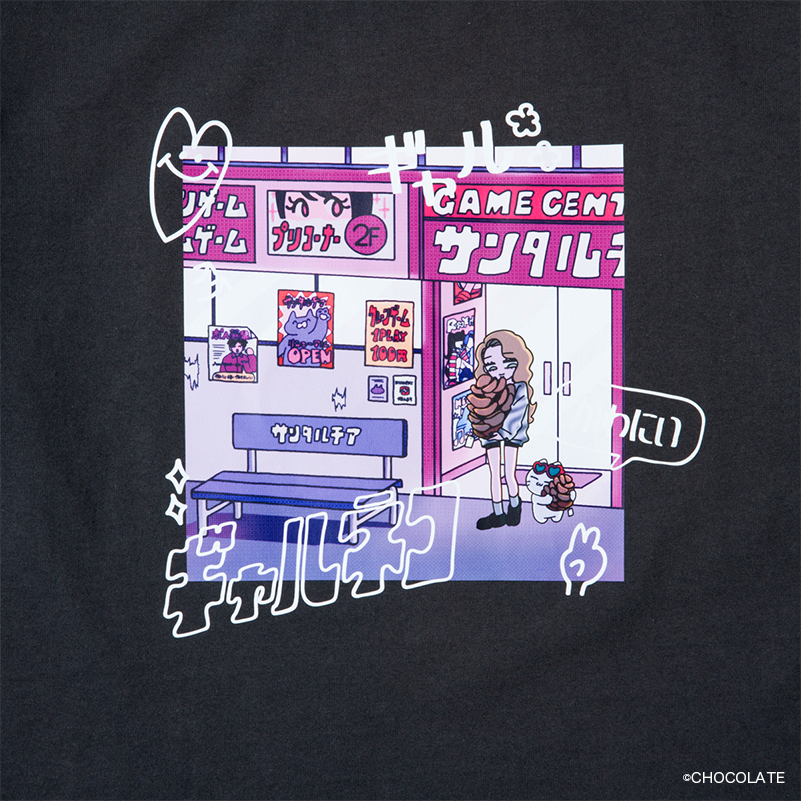 ギャルネコ Tシャツ ゲーセン（ブラック）