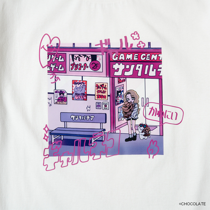 ギャルネコ Tシャツ ゲーセン（ホワイト）